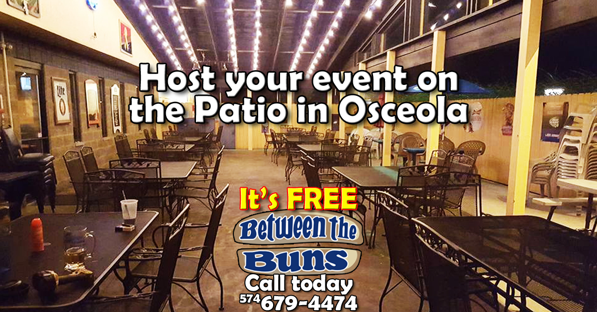 Free meeting and gathering space. The patio in the Osceola Buns